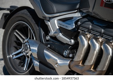 Madrid, Spain. 12/03/2020. The Triumph Rocket III Is A Three-cylinder Motorcycle Made By Triumph Motorcycles Ltd. At 2,294 Cc