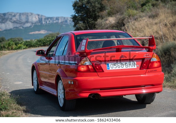 \
Madrid, Spain.\
12-08-2020. The Mitsubishi Lancer Evolution was a C-segment sedan\
passenger car produced by the Japanese manufacturer Mitsubishi from\
1992 to 2016.