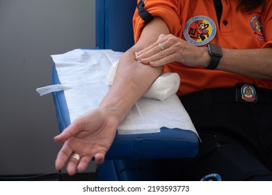 
Madrid, Spain. 22-08-2022. Volunteers Donate Blood At A Transfusion Center In Madrid