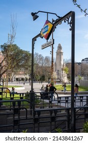 Madrid Spain. April 01, 2022: Plaza De España In Madrid. Close-up Of The Plaza De España Metro Station