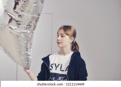 MADRID, SPAIN - APRIL 05, 2018: A Girl Playing With 