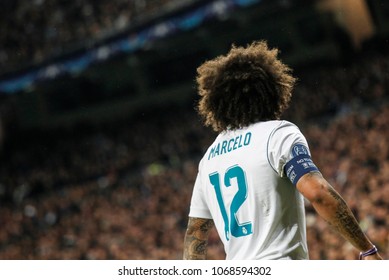 Madrid, Spain. April 11, 2018. UEFA Champions League. Real Madrid - Juventus 1-3. Marcelo, Real Madrid.