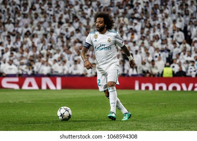 Madrid, Spain. April 11, 2018. UEFA Champions League. Real Madrid - Juventus 1-3. Marcelo, Real Madrid.