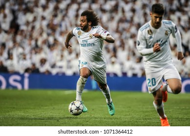 Madrid, Spain. April 11, 2018. UEFA Champions League. Real Madrid - Juventus 1-3. Marcelo, Real Madrid.