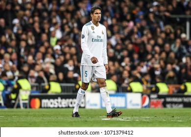 Madrid, Spain. April 11, 2018. UEFA Champions League. Real Madrid - Juventus 1-3. Varane, Real Madrid.