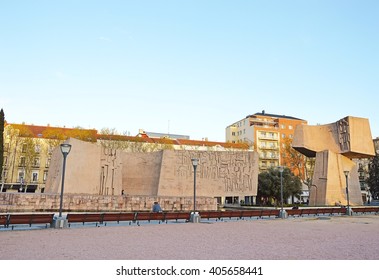 MADRID, SPAIN - APRIL 14: View Of The Gardens Of Discovery Plaza De ColÃ³n On April 14, 2016 In Madrid, Spain.