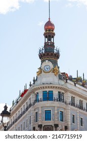 Madrid, Spain. April, 2022. Four Seasons Hotel Building, Known As Palacio De La Equitativa In Spanish At Calle Alcalá (Alcalá Street).