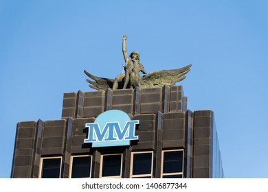 MADRID, SPAIN - APRIL 27, 2019. Mutua Madrileña Logo On Mutua Madrileña Building. Mutua Madrileña Is A Large Non-profit Spanish Insurance Company