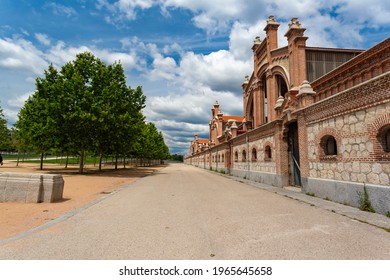 Madrid, Spain- April 30, 2021: Side Photo Of The Slaughterhouse Building In Madrid.  Livestock Buildings.  Madrid Slaughterhouse