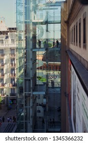 MADRID, SPAIN - AUGUST 25, 2014: Main Entrance Of The Museo Nacional Centro De Arte Reina Sofía. It Is Located Near The Atocha Train Station And It Is Part Of The So-called Golden Triangle Of Art.