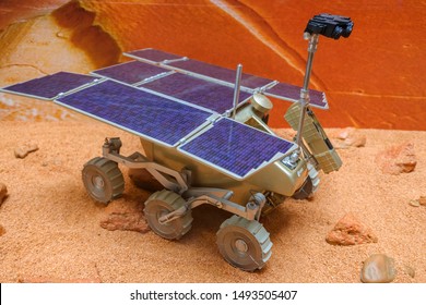 Madrid, Spain - August 28, 2019: Scale Reproduction Of The ESA ExoMars Rover, Mars Exploration Robot.