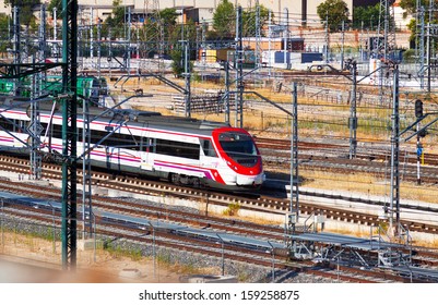 MADRID, SPAIN - AUGUST 29: Renfe Train On August 29, 2013 In Madrid, Spain.  Renfe Operadora Is The State-owned Company Of Spain,  It Operates Freight And Passenger Trains