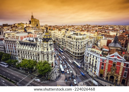 Similar – Image, Stock Photo Madrid Street scene with bicycle