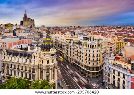 Similar – Image, Stock Photo Madrid Street scene with bicycle