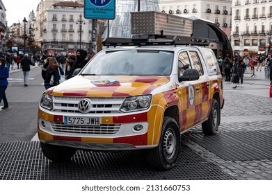 Madrid, Spain; December 20, 2021. Volkswagen Amarok Civil Protection In Madrid