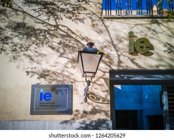 Madrid, Spain - December 4, 2018: A Photo Of The Exterior Facade Of The Famous Instituto De Empresa Or IE Business School In Madrid, Spain, Europe. The Photo Was Taken In A Sunny Day In Fall.