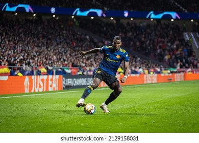 Madrid, Spain, Estadio Wanda Metropolitano - 02 23 2022: UCL Round Of 16 Game Between Atletico De Madrid And Manchester United; Paul Pogba With The Ball