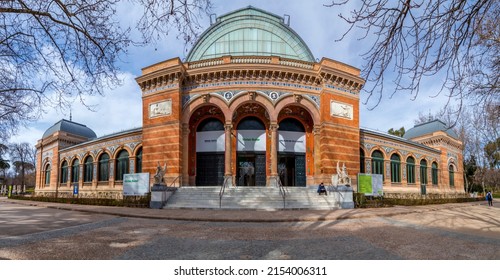 Madrid, Spain - FEB 17, 2022: The Velazquez Palace Is An Exhibition Hall Located In Buen Retiro Park, Madrid, Spain. Built In1883 By Ricardo Velazquez Bosco.