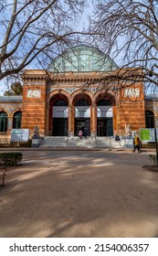 Madrid, Spain - FEB 17, 2022: The Velazquez Palace Is An Exhibition Hall Located In Buen Retiro Park, Madrid, Spain. Built In1883 By Ricardo Velazquez Bosco.