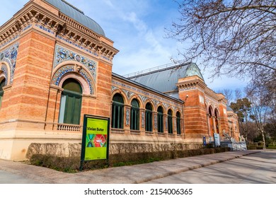 Madrid, Spain - FEB 17, 2022: The Velazquez Palace Is An Exhibition Hall Located In Buen Retiro Park, Madrid, Spain. Built In1883 By Ricardo Velazquez Bosco.