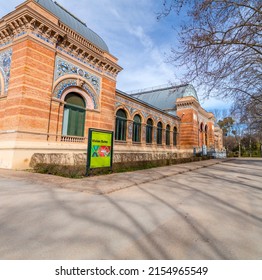 Madrid, Spain - FEB 17, 2022: The Velazquez Palace Is An Exhibition Hall Located In Buen Retiro Park, Madrid, Spain. Built In1883 By Ricardo Velazquez Bosco.