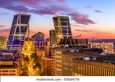 Madrid, Spain Financial District Cityscape.