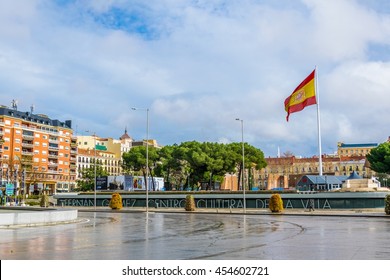 MADRID, SPAIN, JANUARY 10, 2016: View Of The Plaza De Colon In The Spanish Capital Madrid