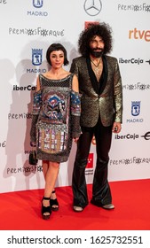 MADRID, SPAIN - January 11, 2020: Red Carpet - Jose Maria Forque Awards 2020. Natalia Moreno And Ara Malikian