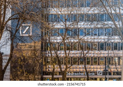 MADRID, SPAIN - JANUARY 12, 2022: Deutsche Bank Spain headquarters, on Paseo de la Castellana in Madrid. Deutsche Bank is a German multinational investment bank and financial services company