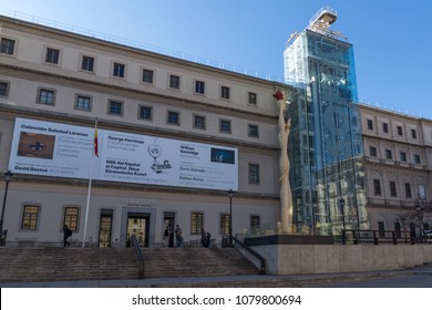 MADRID, SPAIN - JANUARY 22, 2018: Reina Sofia National Art Center Museum (Museo Nacional Centro De Arte Reina Sofía) In City Of Madrid, Spain
