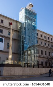 MADRID, SPAIN - JANUARY 22, 2018: Reina Sofia National Art Center Museum (Museo Nacional Centro De Arte Reina Sofía) In City Of Madrid, Spain