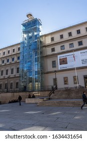 MADRID, SPAIN - JANUARY 22, 2018: Reina Sofia National Art Center Museum (Museo Nacional Centro De Arte Reina Sofía) In City Of Madrid, Spain