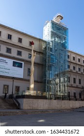 MADRID, SPAIN - JANUARY 22, 2018: Reina Sofia National Art Center Museum (Museo Nacional Centro De Arte Reina Sofía) In City Of Madrid, Spain