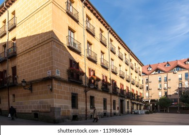 MADRID, SPAIN - JANUARY 23, 2018: Buildings At Plaza Del Conde De Miranda In City Of Madrid, Spain