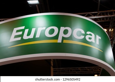 MADRID, SPAIN - JANUARY 27, 2019. Europcar dealership logo. Europcar (Europcar Mobility Group) is an international rental car company