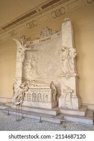 Madrid, Spain - January 27, 2022. The mausoleum of Antonio Canovas del Castillo by Agustín Querol. Madrid, Spain.
