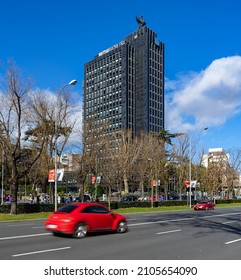 Madrid, Spain; January 29 2021: La Unión Y El Fénix Building In Castellana 33, Madrid. General View Of Mutua Madrileña Building.