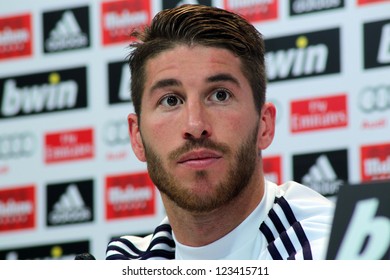 MADRID, SPAIN - JANUARY 3: Sergio Ramos Press Conference On January 3, 2012 In Valdebebas.