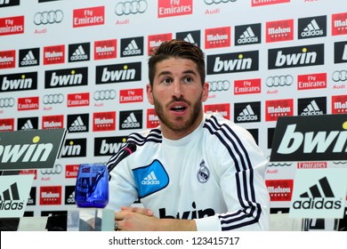 MADRID, SPAIN - JANUARY 3: Sergio Ramos Press Conference On January 3, 2012 In Valdebebas.