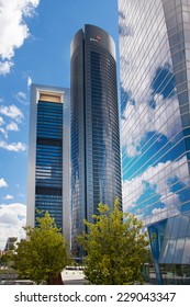 MADRID, SPAIN - July 22, 2014: Madrid city, business centre, modern skyscrapers - Shutterstock ID 229043347