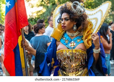 Madrid, Spain: July 9, 2022: A Trans Queen At The Gay Pride Party, Lgbt In Madrid