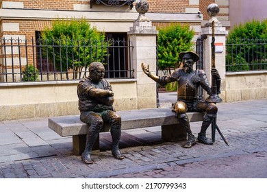 Madrid, Spain, June 22, 2022: Statues of Don Quixote and Sancho Panza in the city of Cervantes.