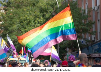 Madrid, Spain. June, 25, 2022. 28th June LGBT Pride Day. People At The Pride Parade And Demonstration For The LGBTIQ+ Rights. 