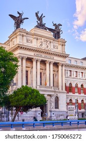 Madrid, Spain - June 4, 2020: Headquarters Of The Ministry Of Agriculture, Fisheries And Food Of Spain. The Building Was Designed In 1893 By The Architect Ricardo Velázquez Bosco.