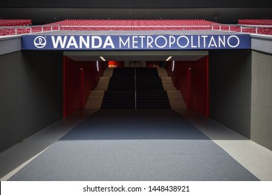 MADRID, SPAIN - JUNE 8, 2019: Players Tunnel At Estadio Wanda Metropolitano In Madrid, Spain
