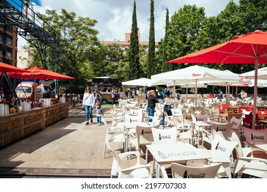 Madrid, Spain - June 9, 2018: Street Food In The Old Train Station Of Delicias