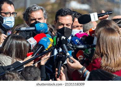 MADRID, SPAIN - MARCH 1, 2022. Juan Manuel Moreno, President Of The Junta De Andalucía At A Press Conference, In Spain. Spanish Politician Of The Popular Party, PP. Photography.