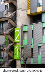 Madrid, Spain - March 7, 2021: Modern social housing in Ecobulevar area of Vallecas district