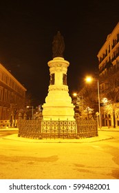 Madrid, Spain - March 8, 2017: A Monument To Queen Maria Christina Of The Two Sicilies (Maria Cristina De Borbon) Before Dawn