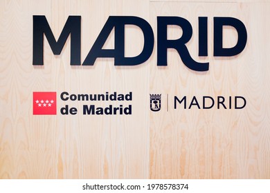 Madrid, Spain - May 20, 2021: Emblem Of The Community And City Council Of The City Of Madrid.